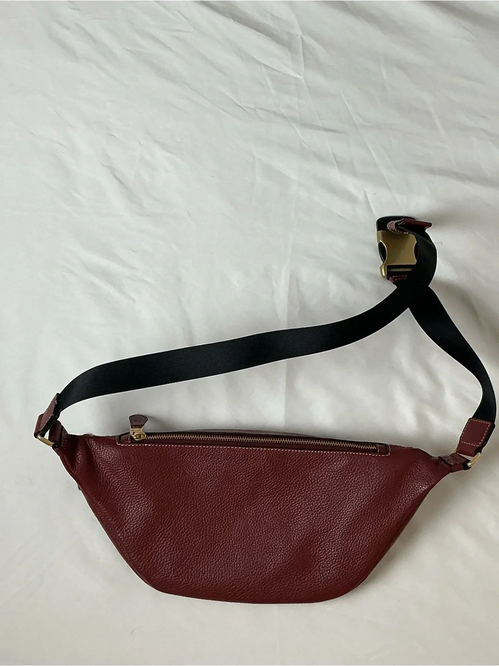 Coach Signature Jacquard Leather Belt Bag Fanny Pack Burgundy Maroon CG994
